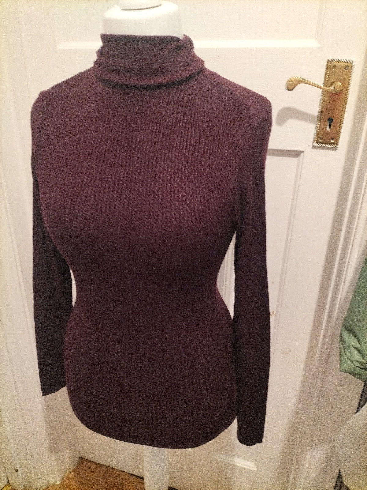 Ladies Primark Size 12 Dark Purple High Neck Jumper