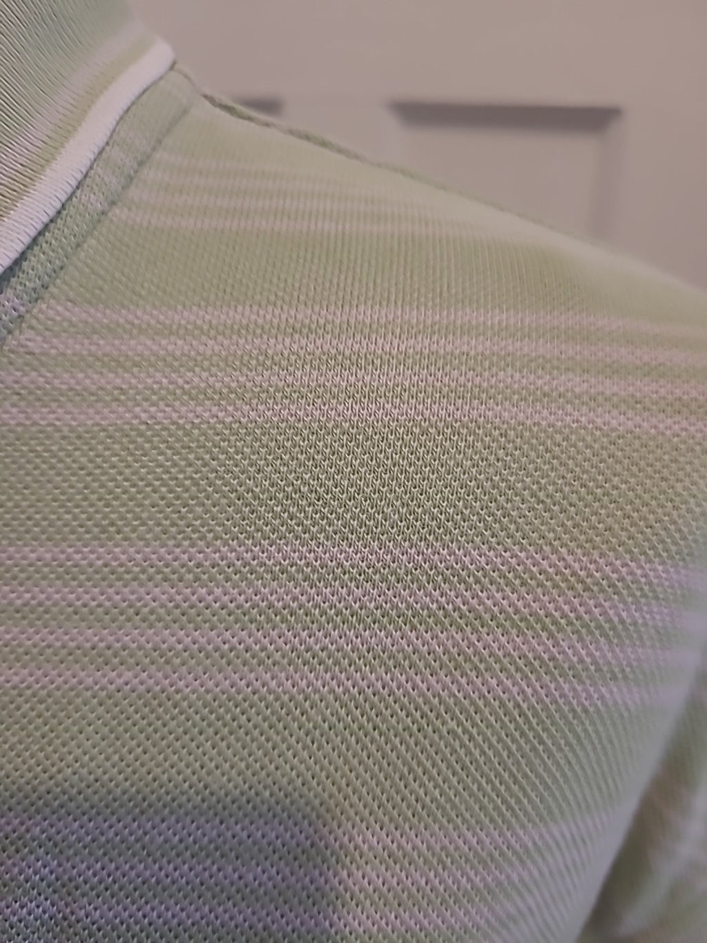 Mens Faldo Size Medium Green White Striped Short Sleeved Polo