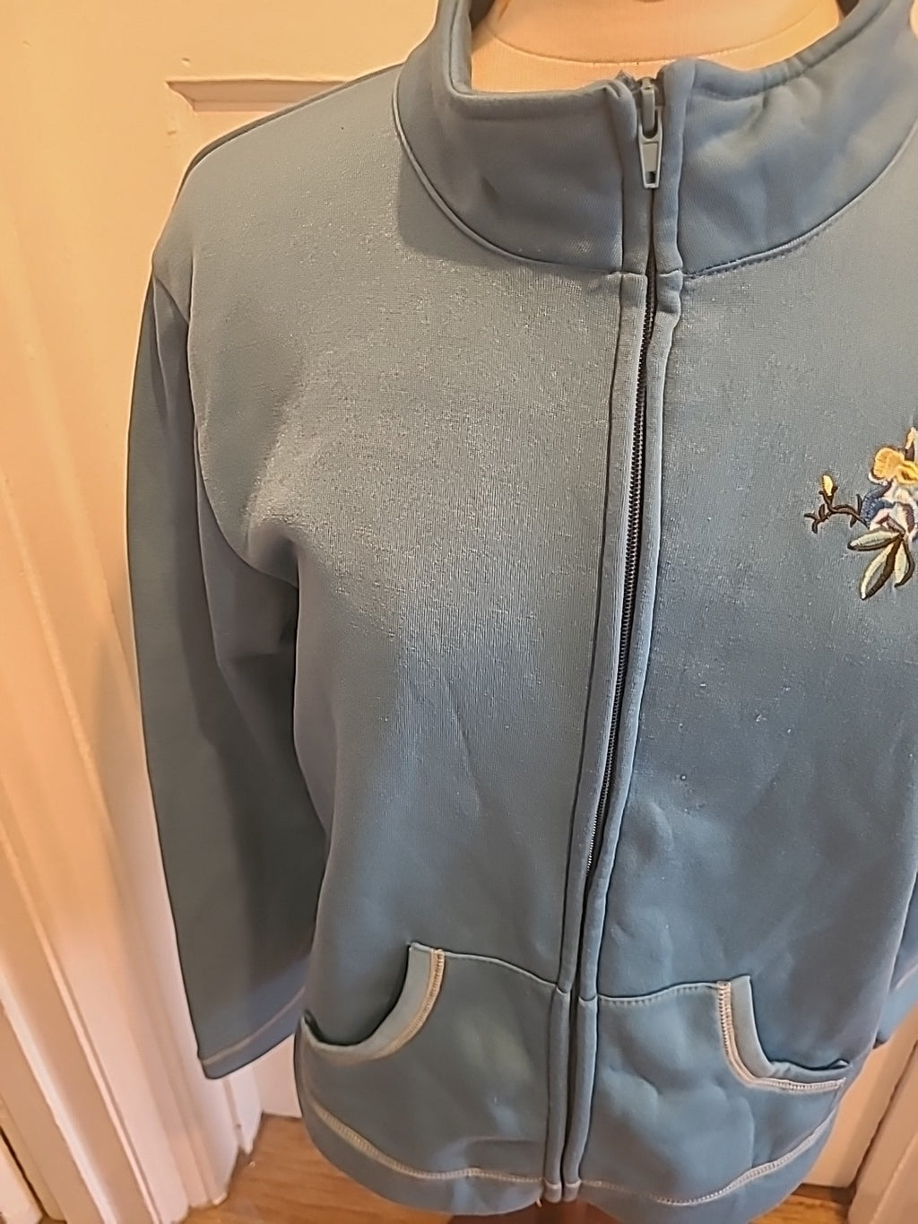 Ladies Anne De Lancay Size 14-16 Turquoise Xip Through Basic Jacket