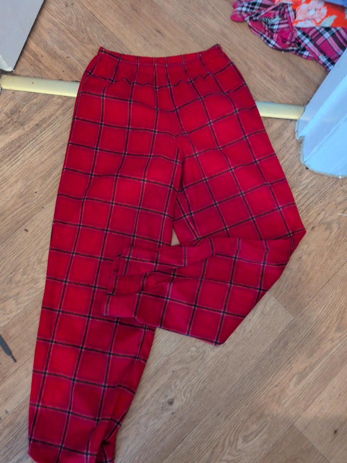 Marks And Spencer Small Red Check Elasticated Pyjama Bottoms