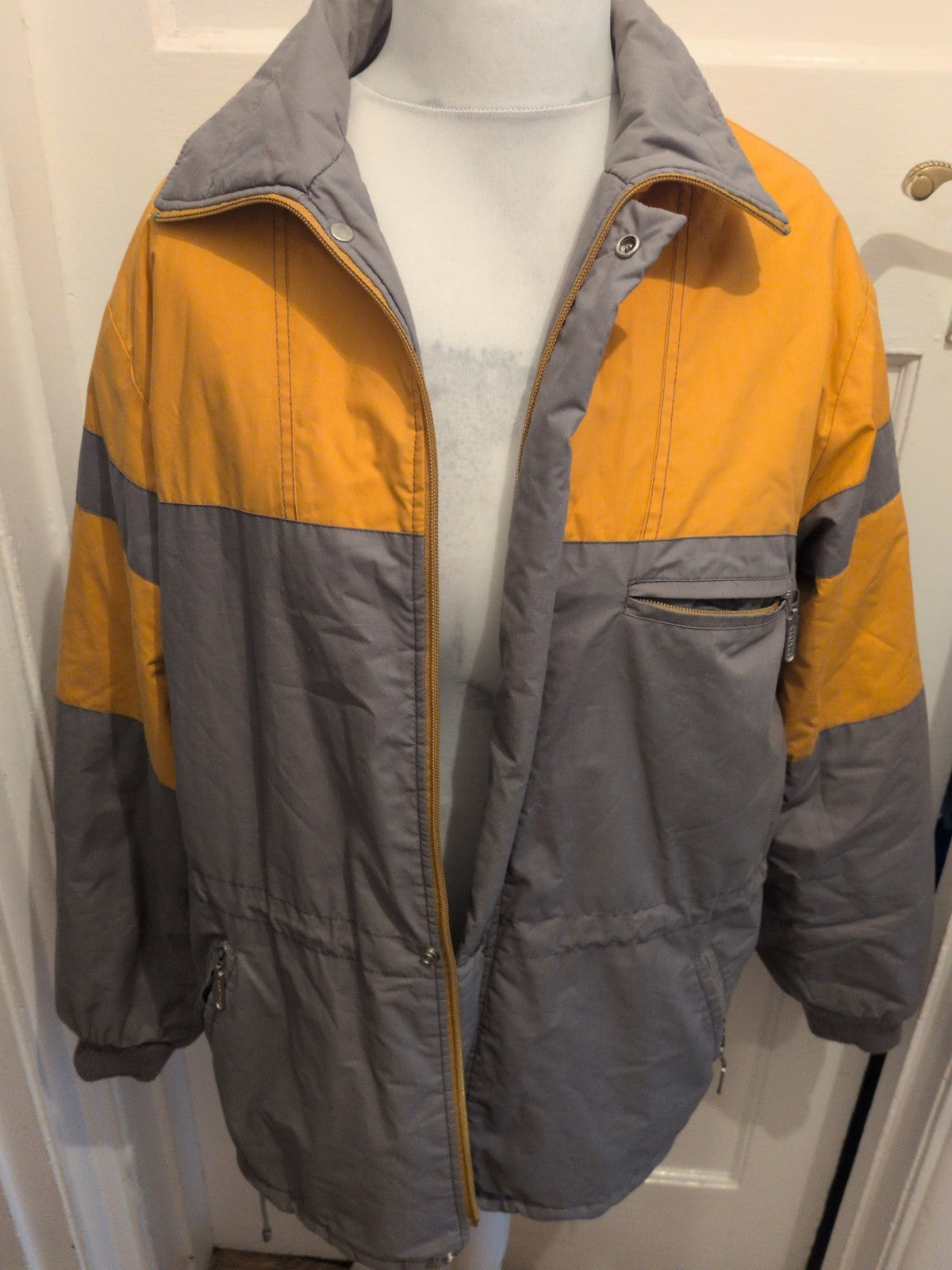 Active Large Grey And Orange Full Zip Coat