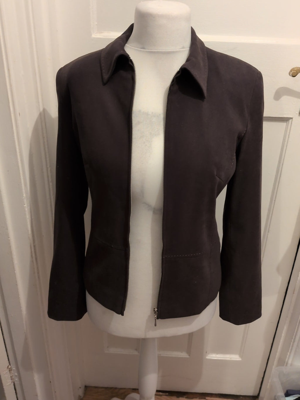 Primark 12 Dark Brown Full Zip Collared Jacket
