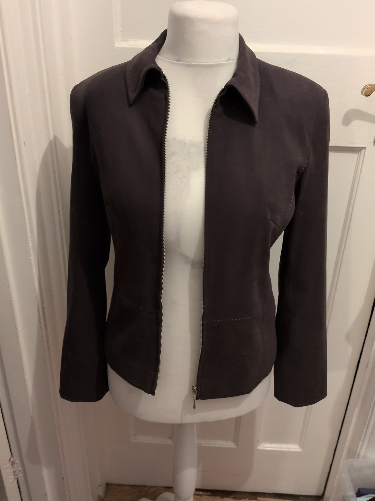 Primark 12 Dark Brown Full Zip Collared Jacket