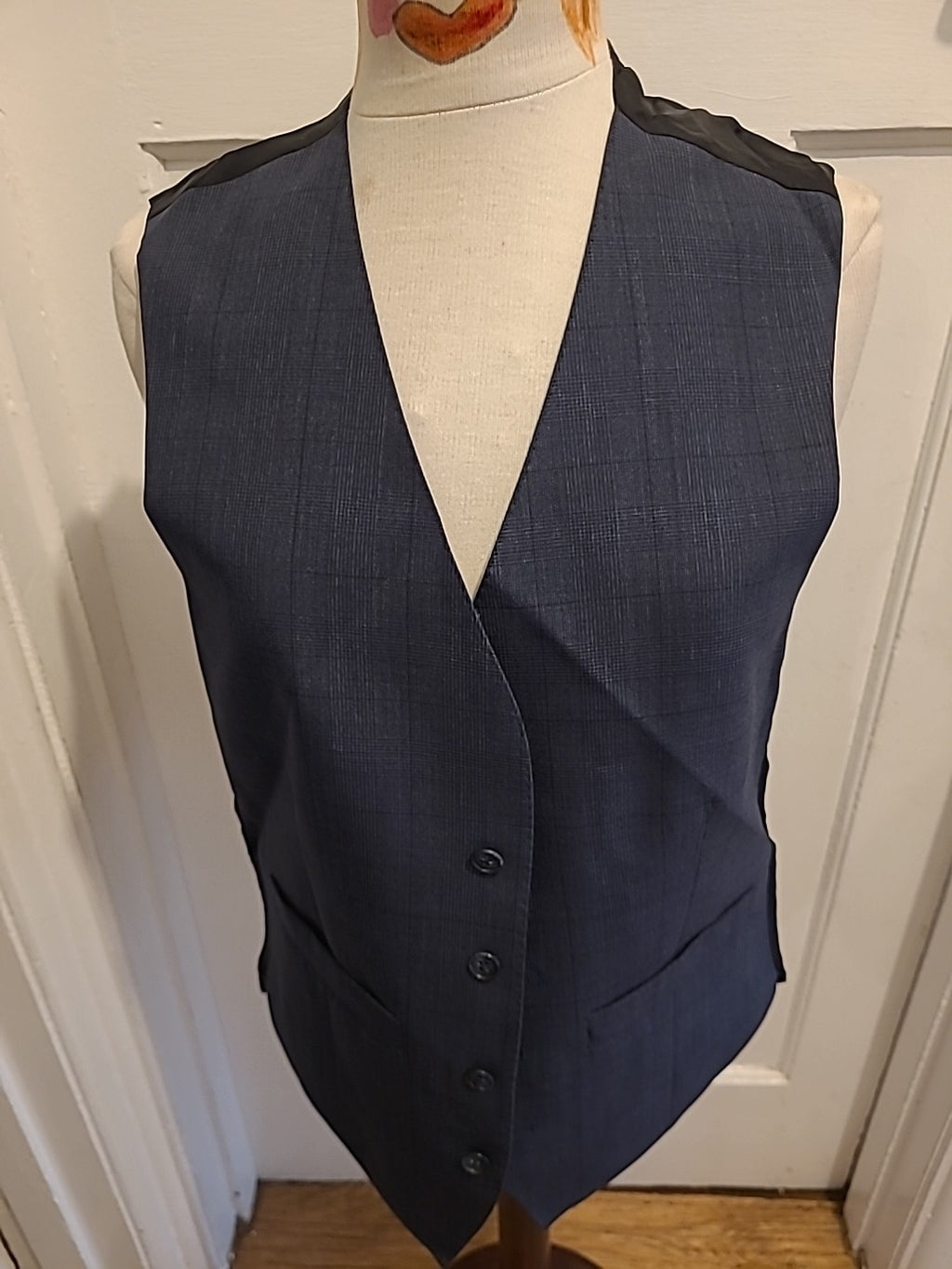 Mens Ben Sherman Size 38" Chest Navy Check Waistcoat