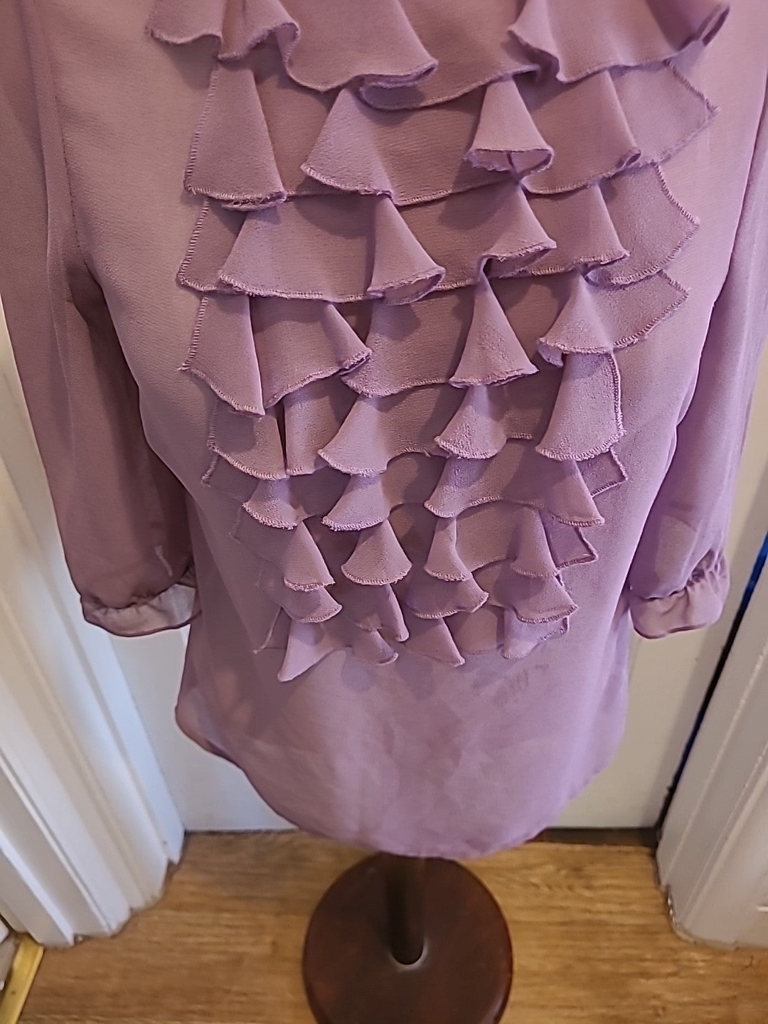 Ladies Primark Size 10 Purple Detailed Long Sleeved Blouse