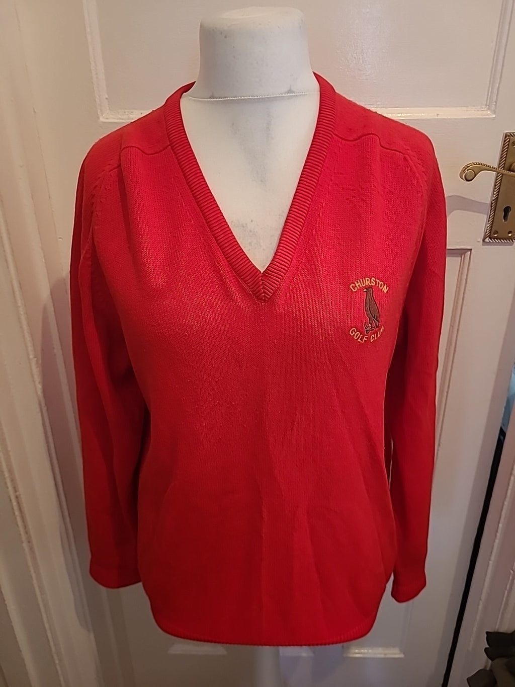 Mens Lyle And Scott Size L Red Churston Gold Club Jumper