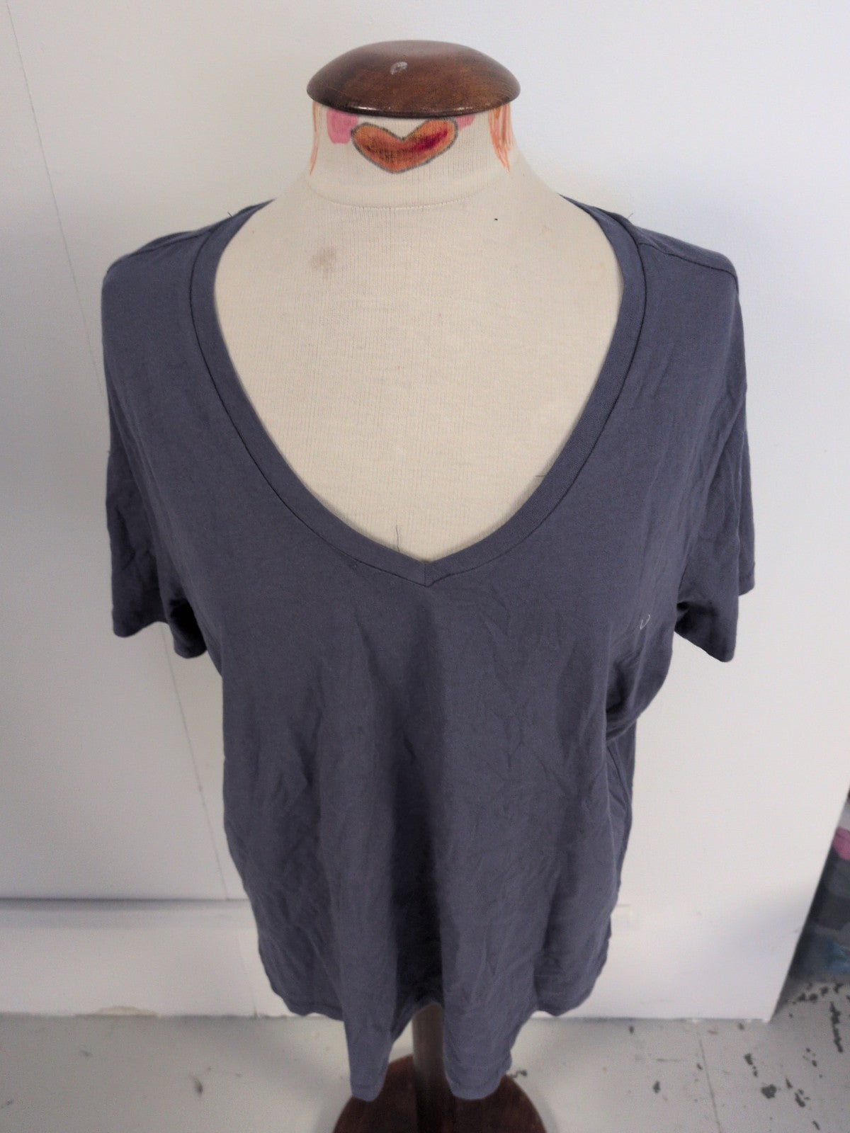 Primark XL 18-20 Navy Grey Short Sleeve T-shirt