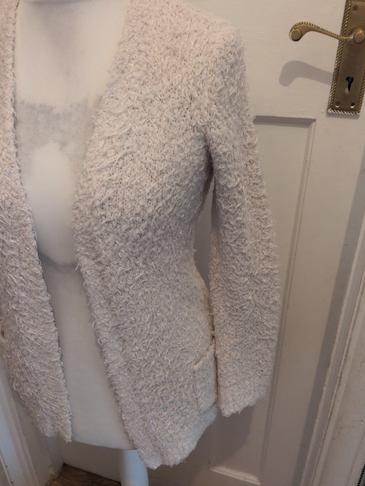 New Look Small White Fluffy Open Cardigan Long Sleeve