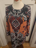 Ladies H&M Size 10/12 Black/Pink/Purple Patterned Long Sleeved Dress