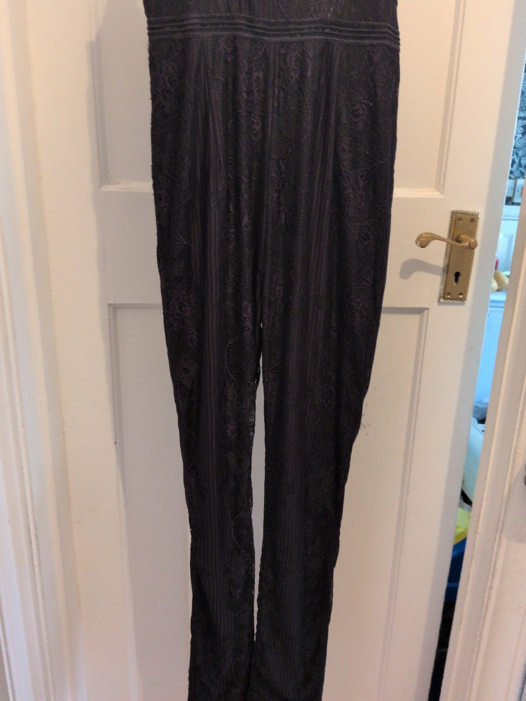 Prettylittlething 12 Black Patterned Sleeveless Jumpsuit
