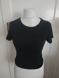 Ladies Size M Black Short Sleeved Ruched Side Tshirt