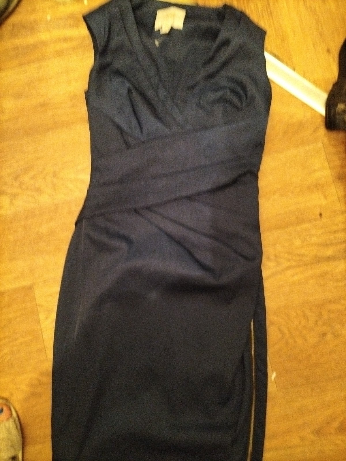 Ladies Lipsy Size 8 VIP Navy V Neck Sleeveless Dress