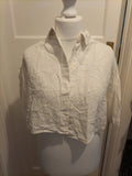 Ladies Size Small Ivory Short Sleeved Buttoned Shirt