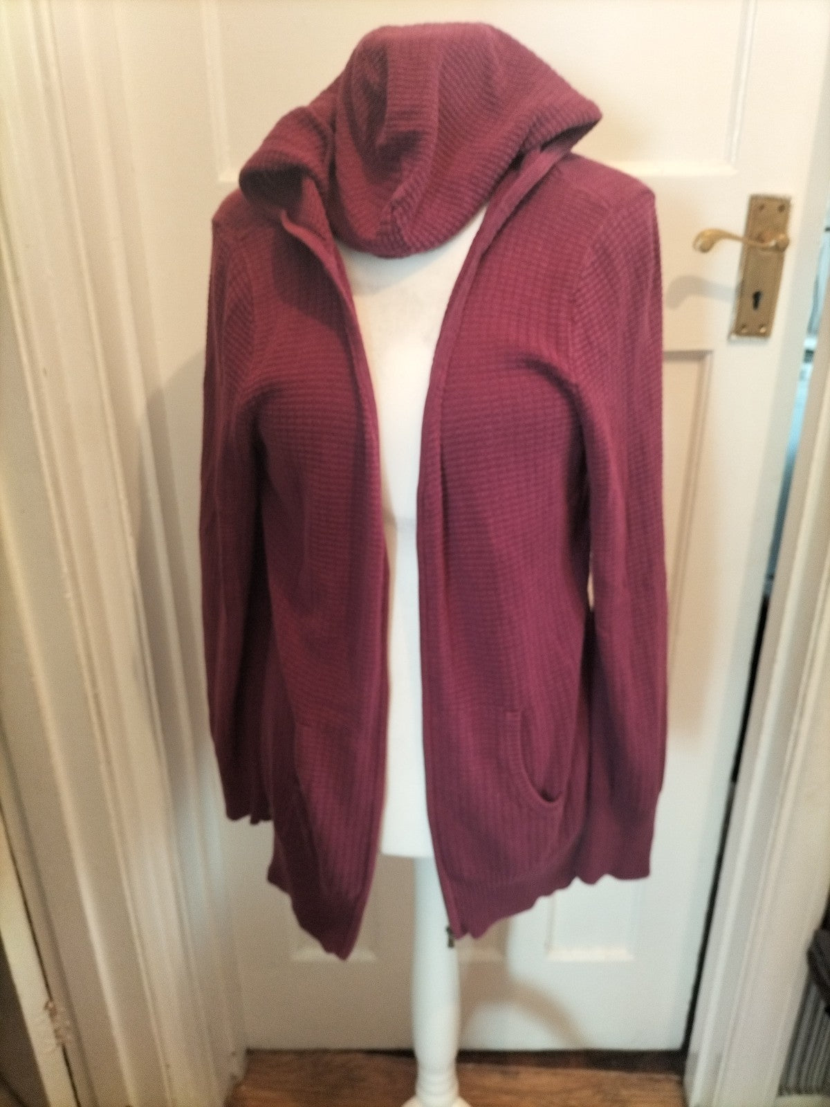 Mens Caribbean Joe Size XL Purple Hooded Cardigan