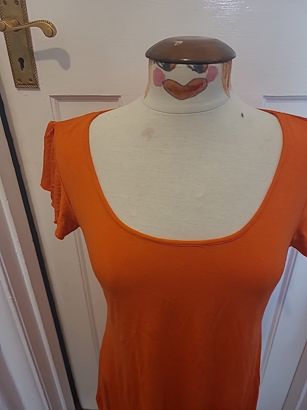 Ladies Wallis Size Medium Orange Short Sleeved Dress