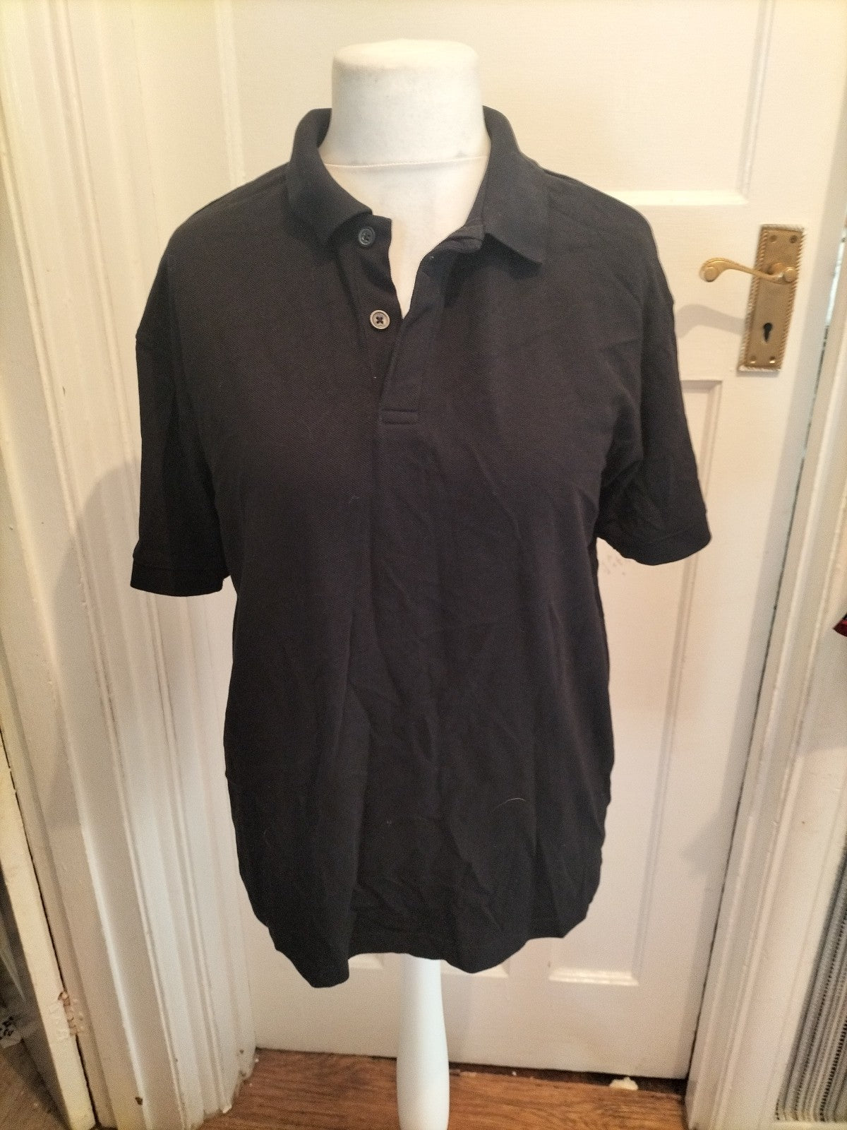 Mens H&M Size M Black Short Sleeved Polo Relaxed Fit