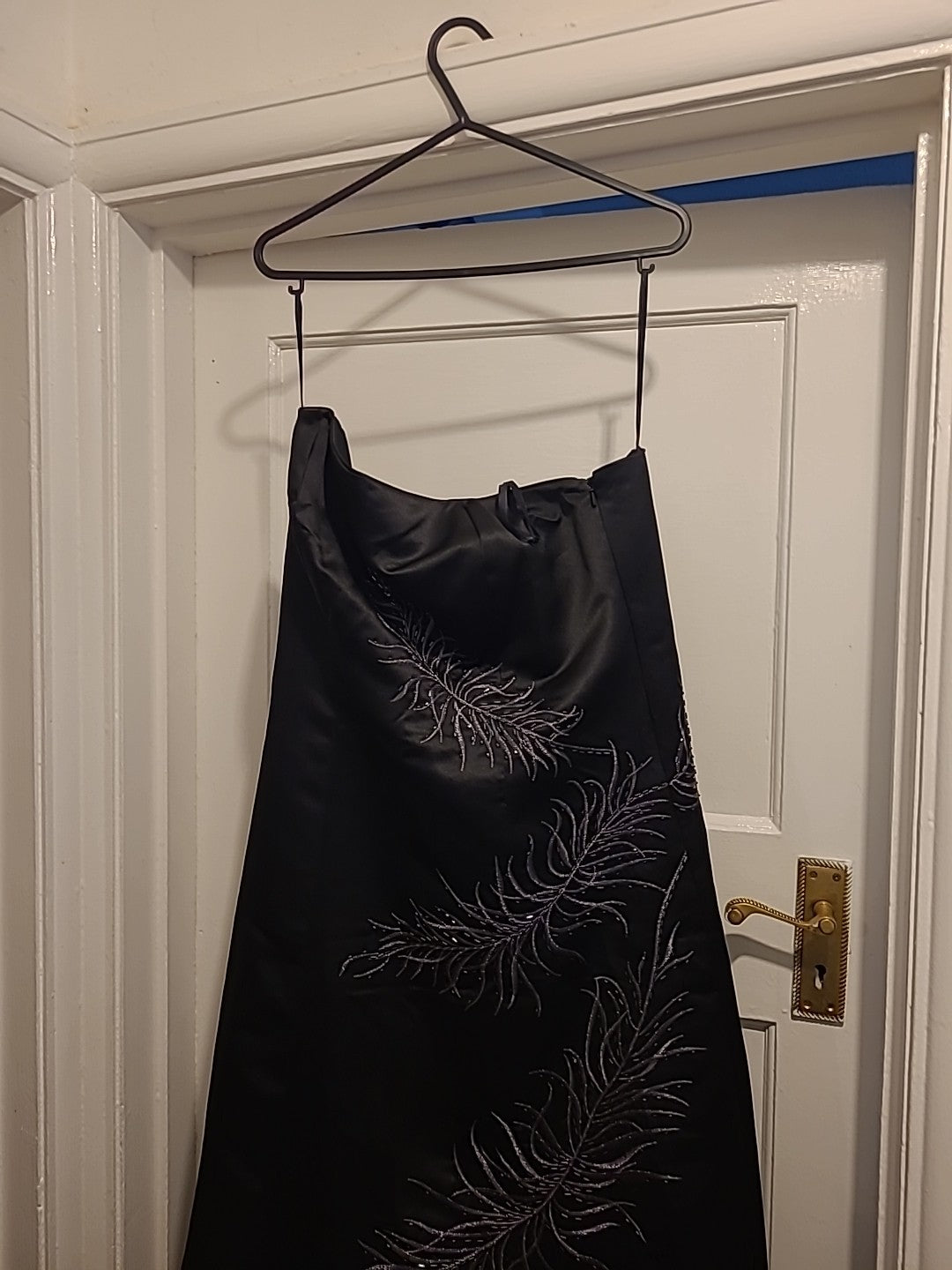 Ladies Debut Size 12 Black Floral Sleeveless Strapless Boned Dress