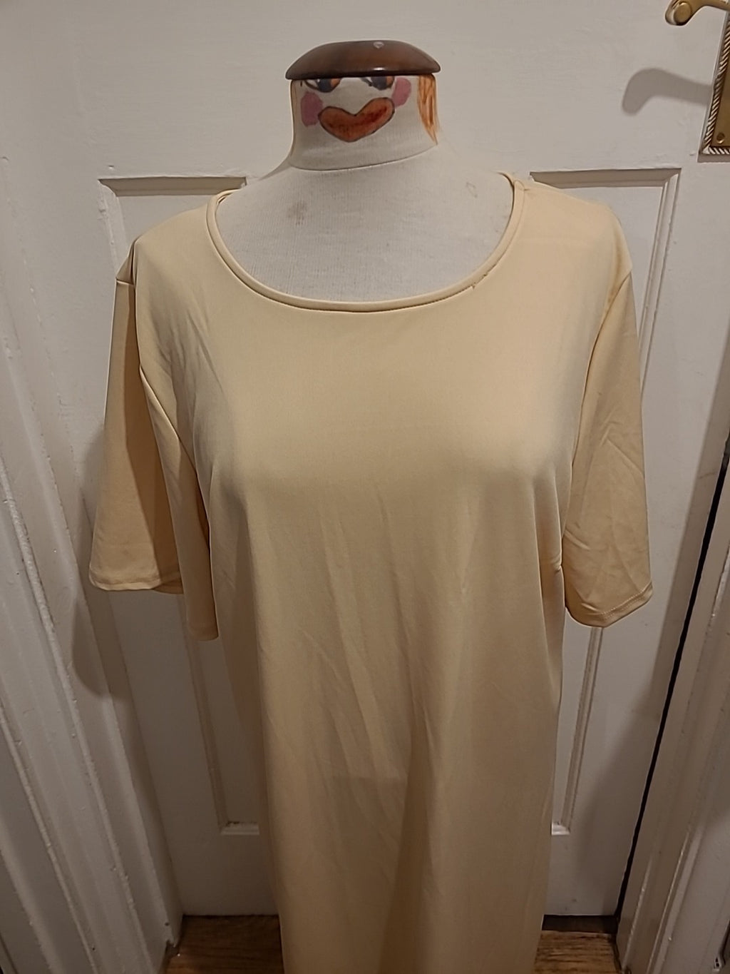 Ladies Size XL Beige Short Sleeved A Line Dress