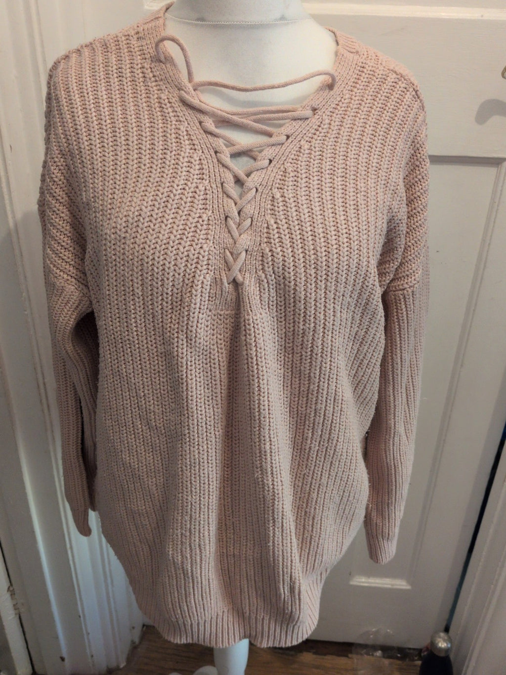 XL Pink Knit Long Sleeve Pullover Jumper