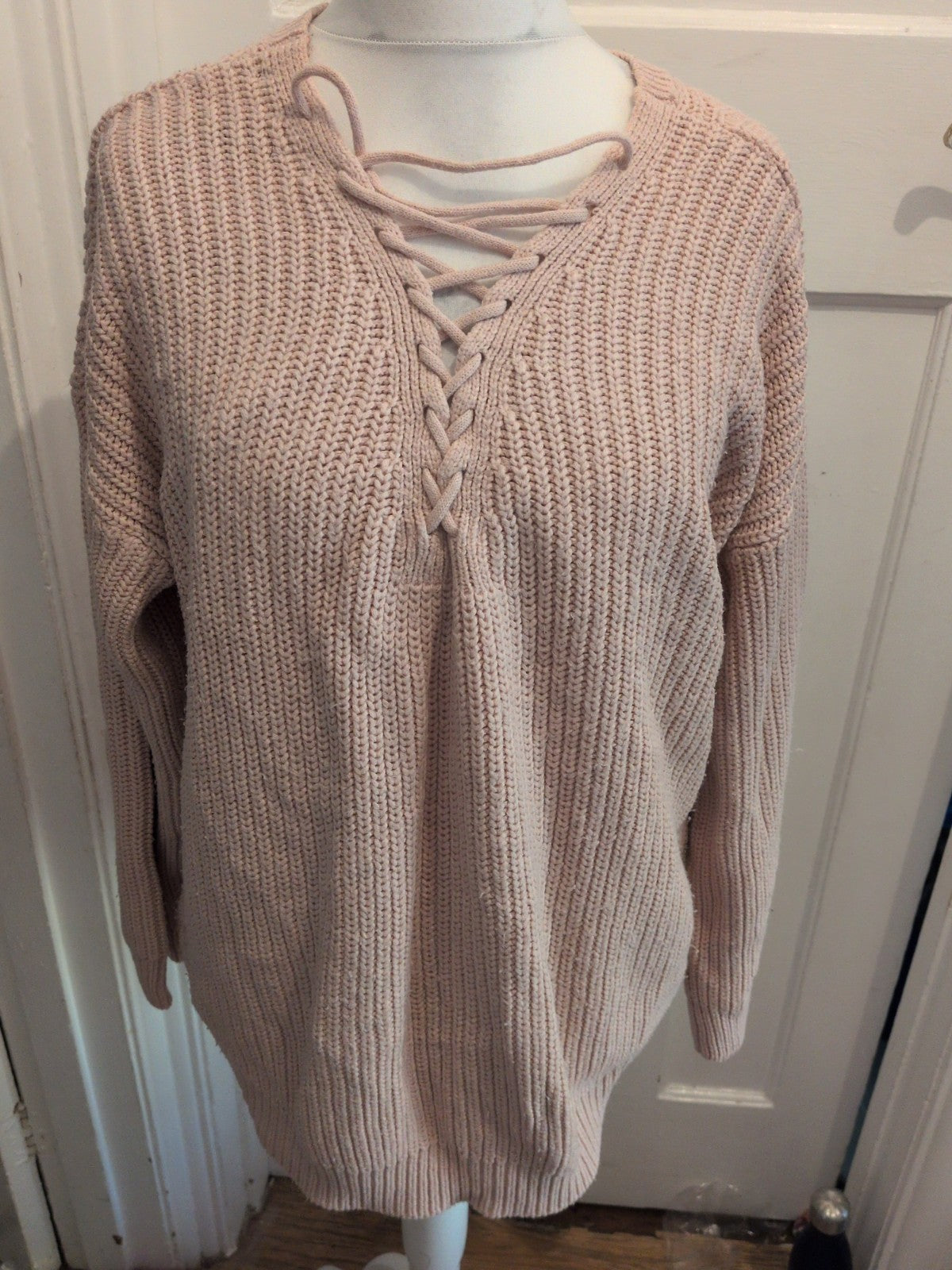 XL Pink Knit Long Sleeve Pullover Jumper