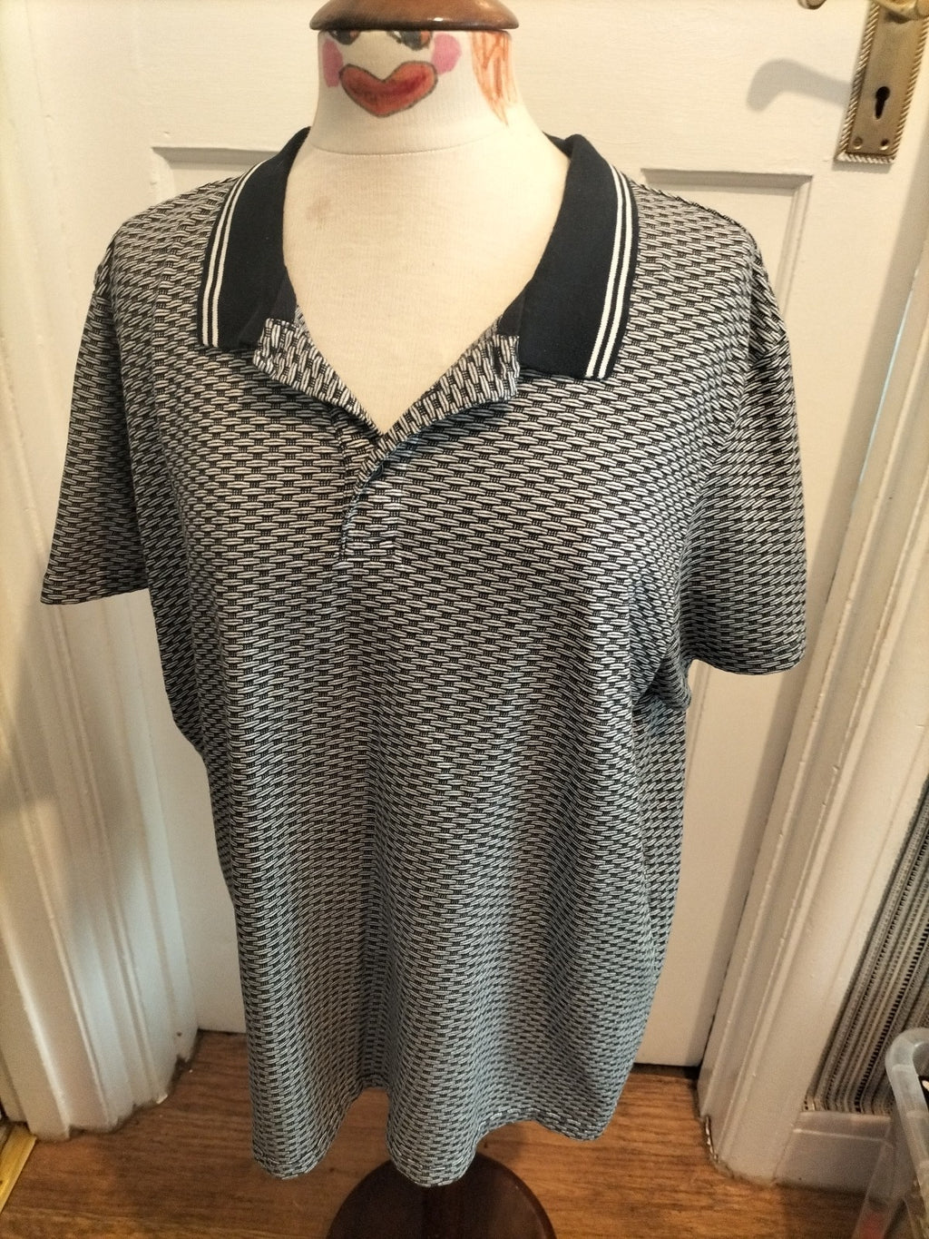 Mens Tu Size XL Navy Grey Short Sleeved Polo