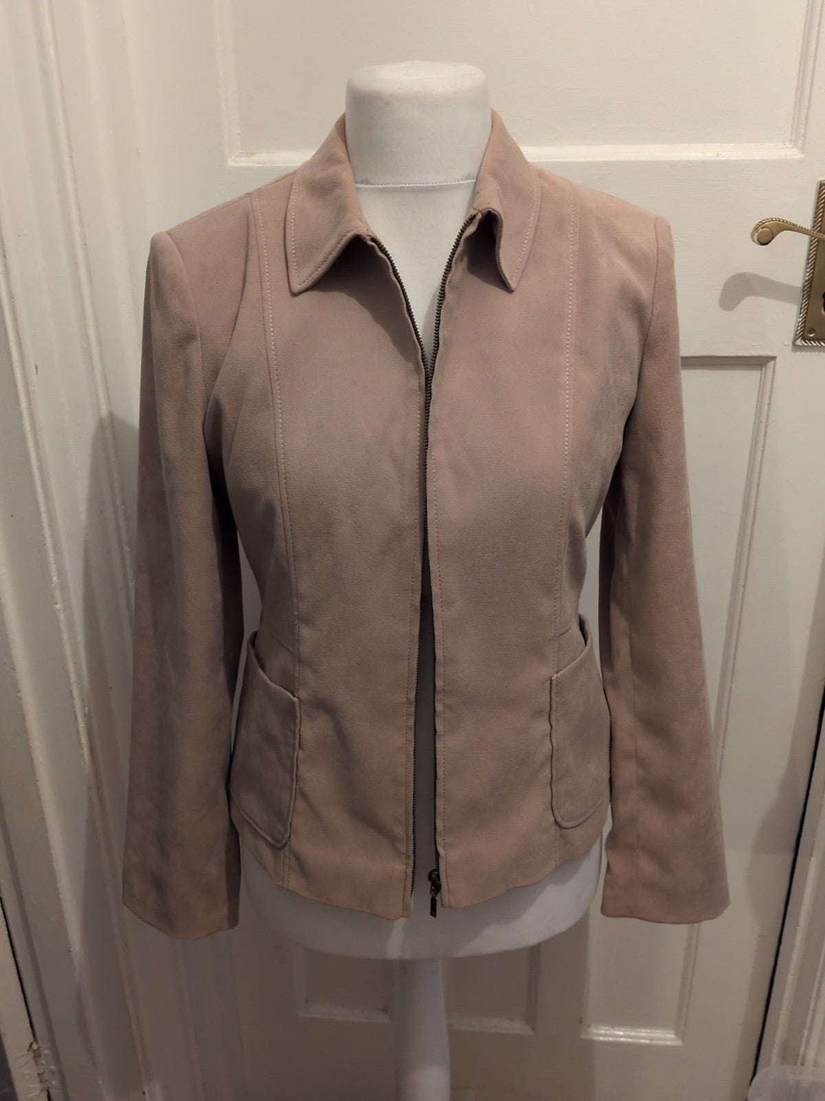 Primark 12 Pale Beige Full Zip Padded Lined Blazer