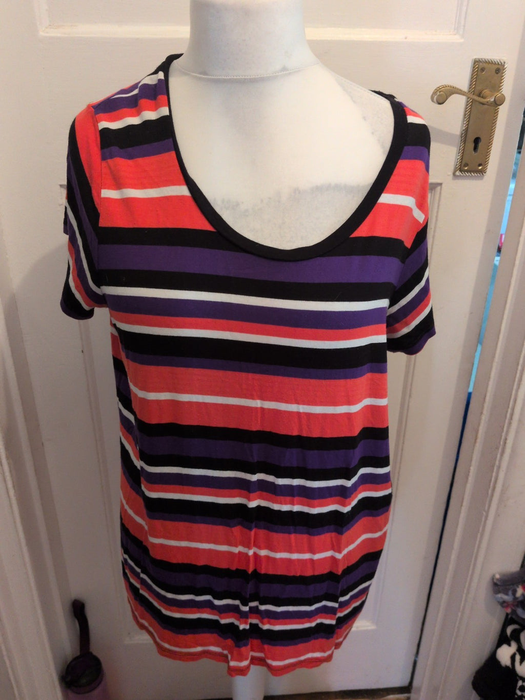 Marks And Spencer 20 Multi Stripe Short Sleeve T-shirt