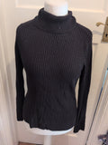 Jeanne Pierre Large Black Rib Long Sleeve High Neck Jumper