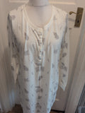 John Lewis 16 White And Grey Leaf Long Sleeve Pyjama Nighty