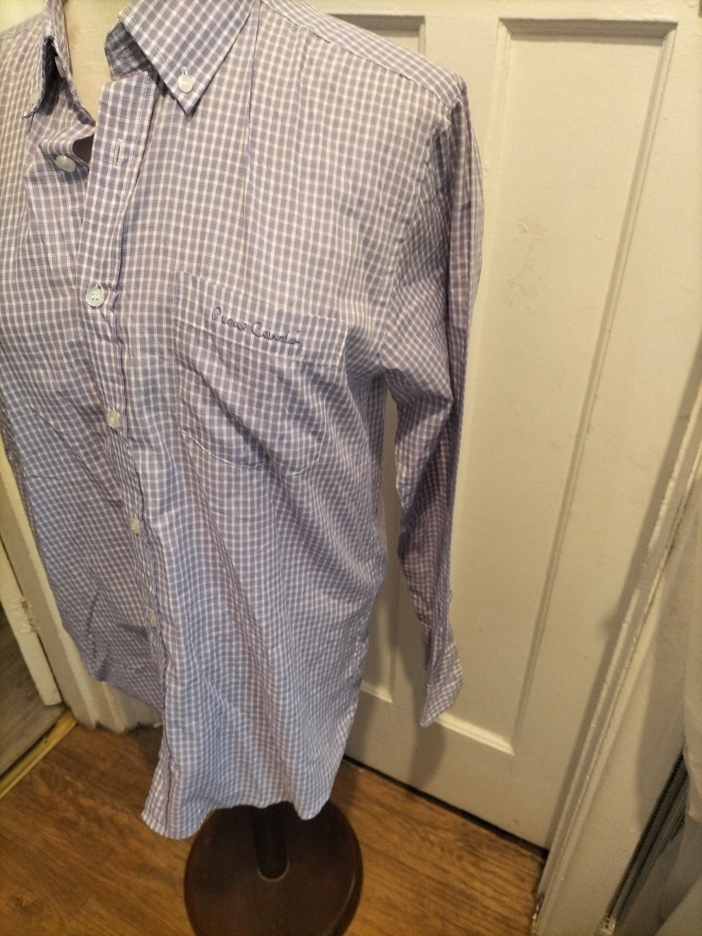 Mens Pierre Cardin Size Medium Regular Fit Purple Check Shirt