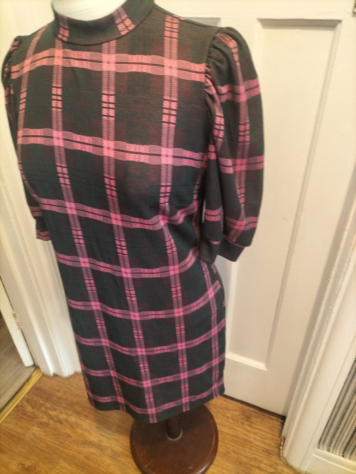 Ladies Lola Skye Size 12 Green/pink/black Check Short Sleeved Dress