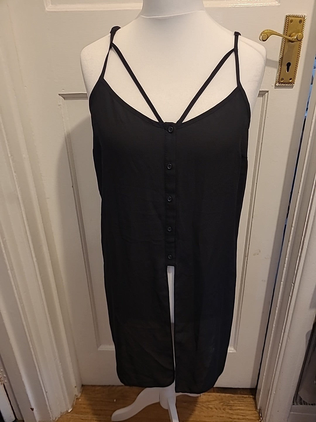 Ladies Primark Size 18 Black Sheer Sleeveless Blouse