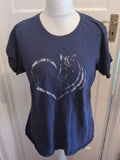 Port Company XL Navy Short Sleeve With White Print T-shirt