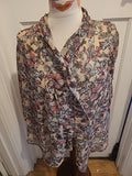 Ladies Apricot Size Small Multi Floral Semi See Through Cardigan