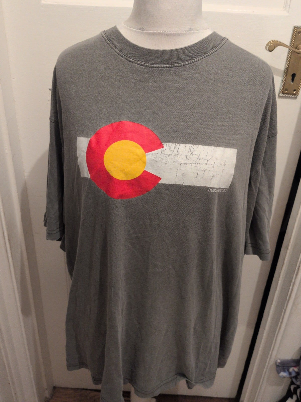 Us Vintage 2XL Grey Print Short Sleeve T-shirt Cracking