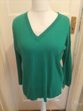 Ladies MNG Size Small Green V Neck Lightweight Jumper