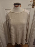 Ladies size 2XL beige ribbed long sleeved top