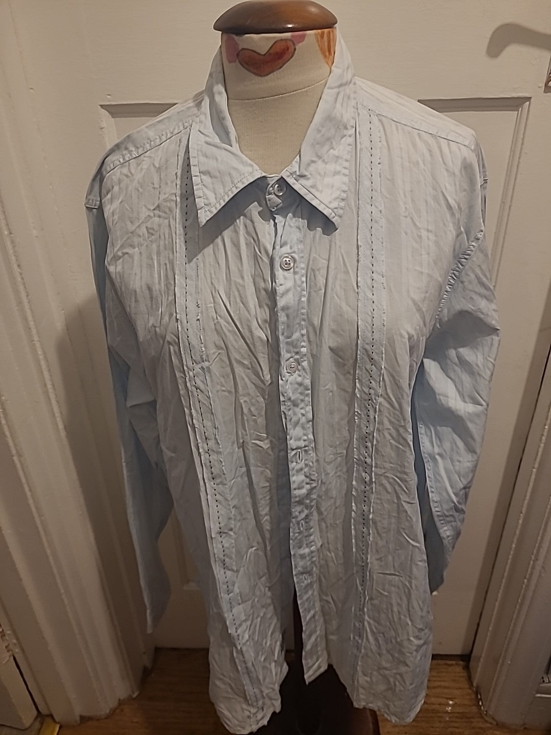 Mens Guess Cintage Size XL Pale Blue Long Sleeved Shirt