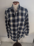Primark Large Slim Fit Blue And White Check Long Sleeve Shirt