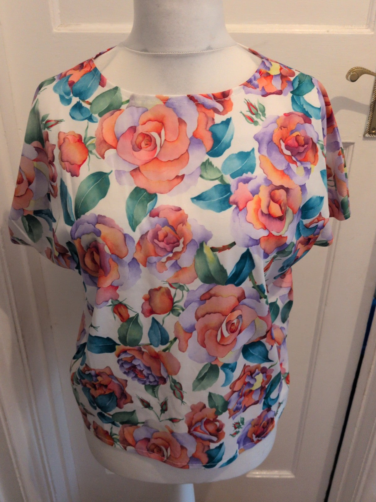 Simply The Best Large Multicoloured Floral Short Sleeve Blouse