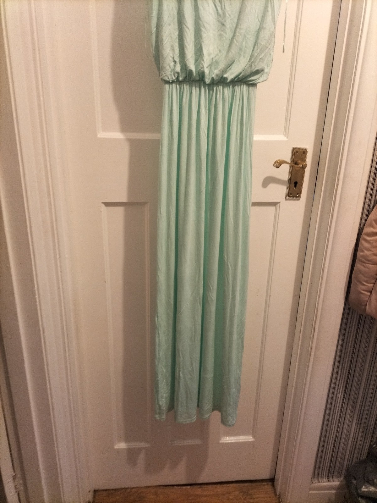 Brand New Ladies Select Size 8 Mint Green Plain Blouson Jersey Maxi Dress