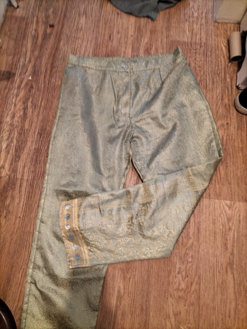 Ladies Size XL Elasticated Semi See Through Gold Trousers