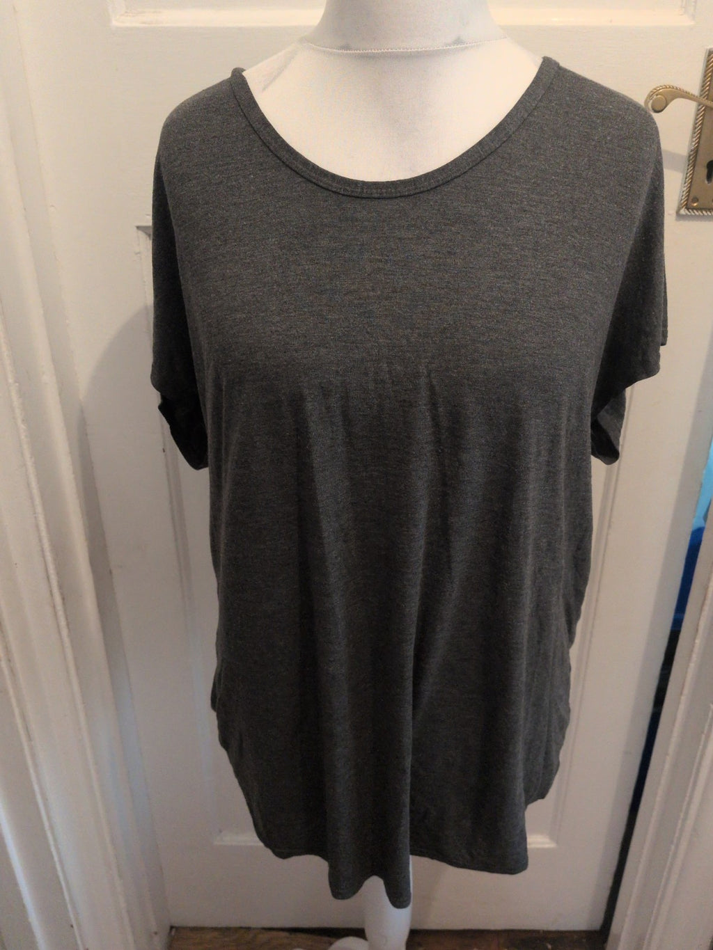 3XL Grey Uneven Hem Short Sleeve T-shirt Longline