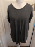 3XL Grey Uneven Hem Short Sleeve T-shirt Longline
