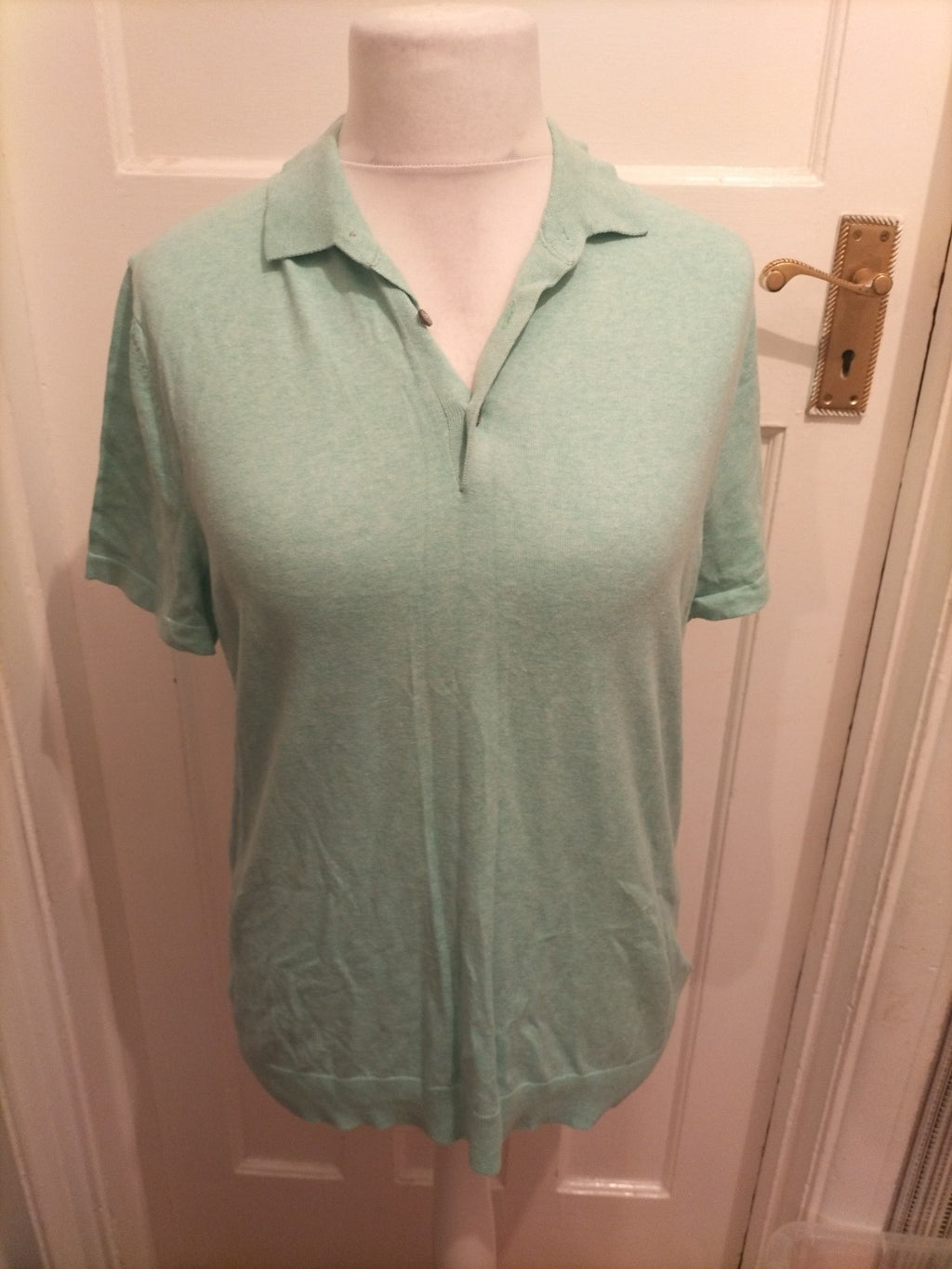 Mens M&S Collection Size M Cotton Rich Short Sleeve Aqua Polo
