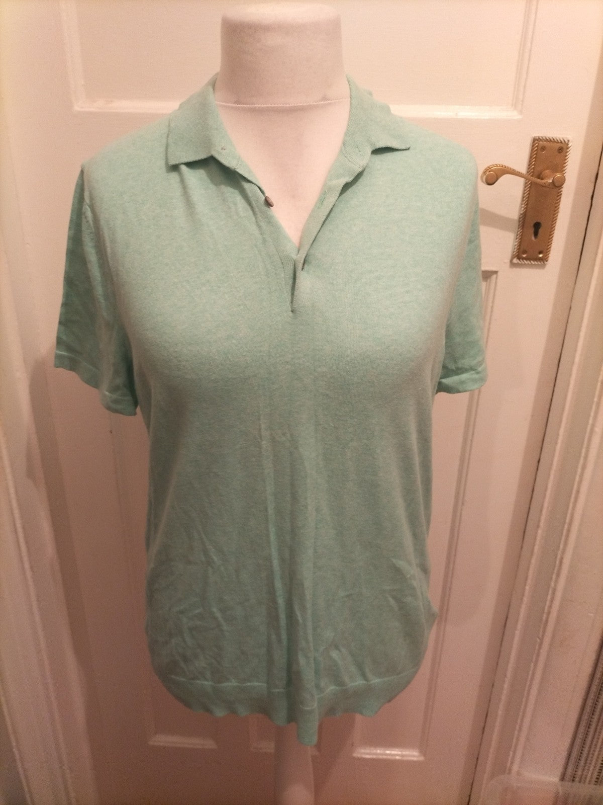 Mens M&S Collection Size M Cotton Rich Short Sleeve Aqua Polo
