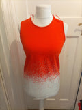 Ladies Select Size 10 Orange And White Sleeveless Blouse