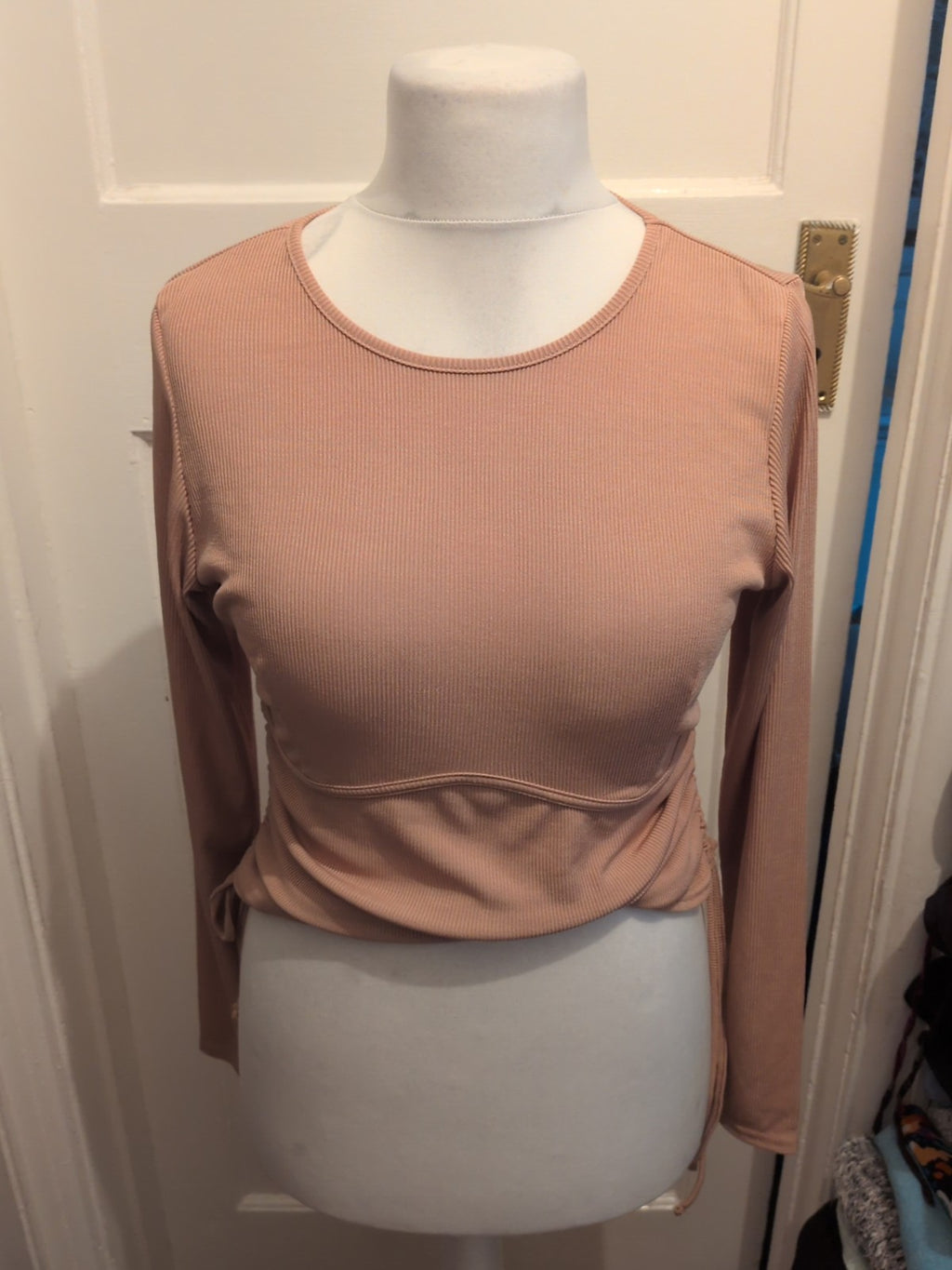 Ladies New Look Size 18 Pale Brown Ribbed Long Sleeved Top