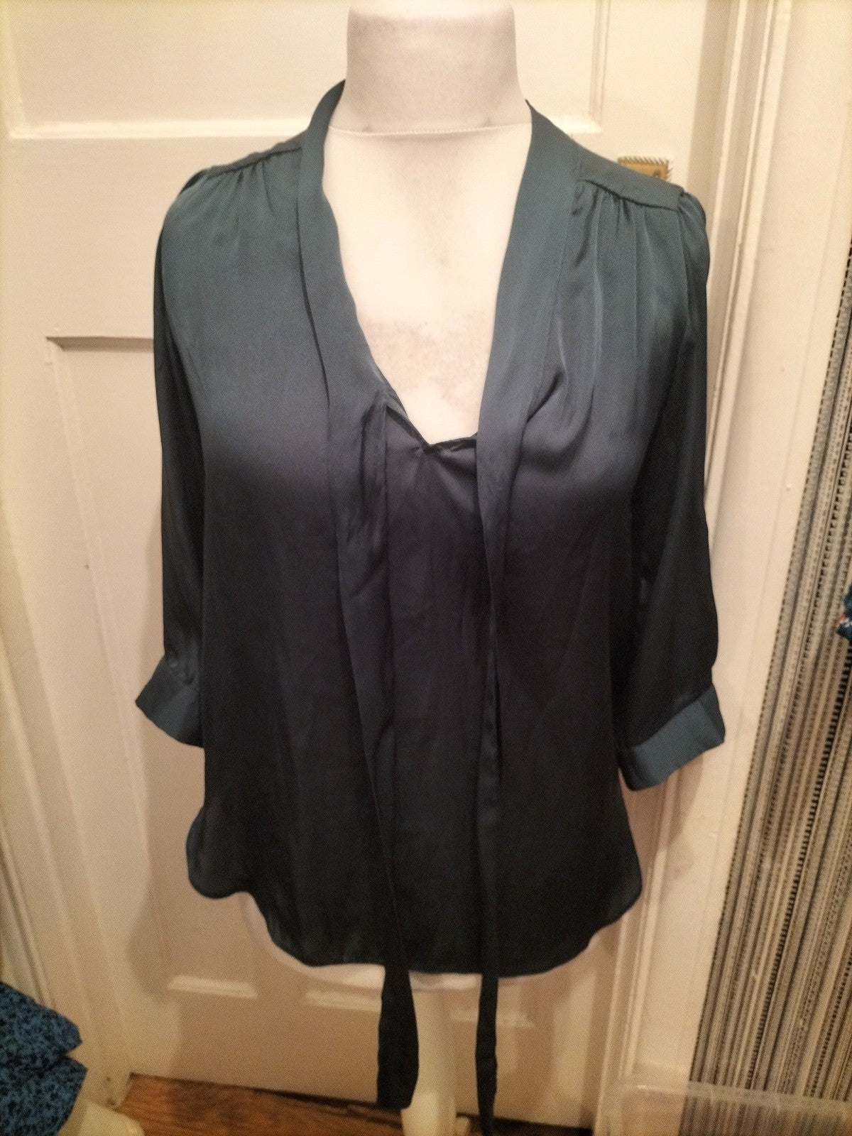 Dorothy Perkins 12 Dark Green Long Sleeved Blouse