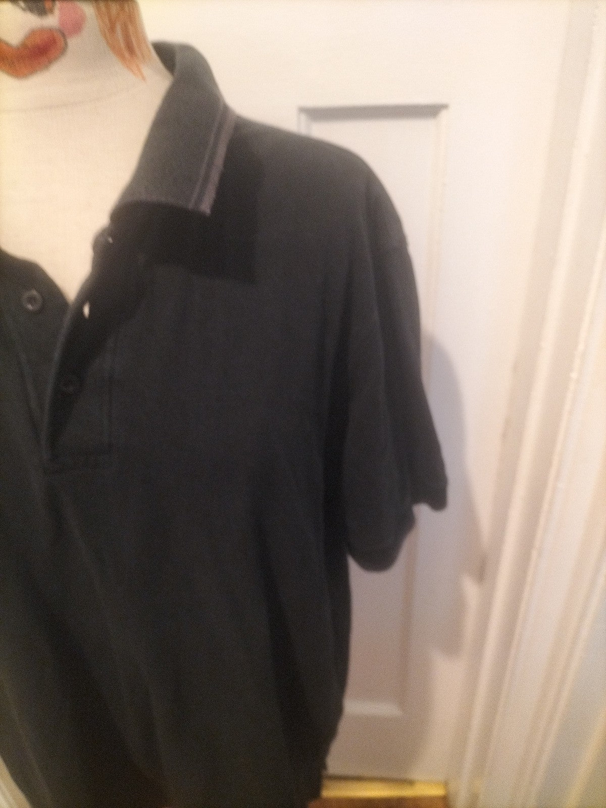 Mens Bhs Size Large Dark Navy Short Sleeved Polo Shirt